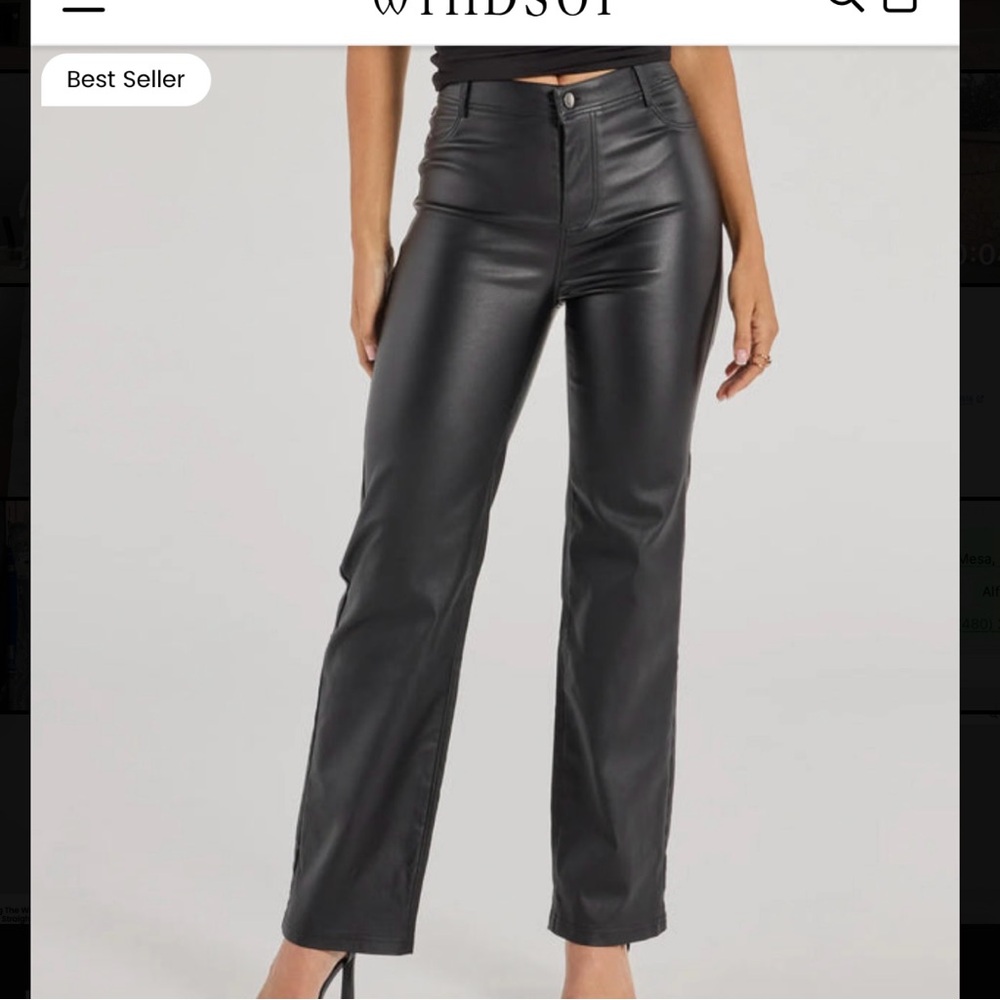 Chocolate USA Black Faux Leather Pants